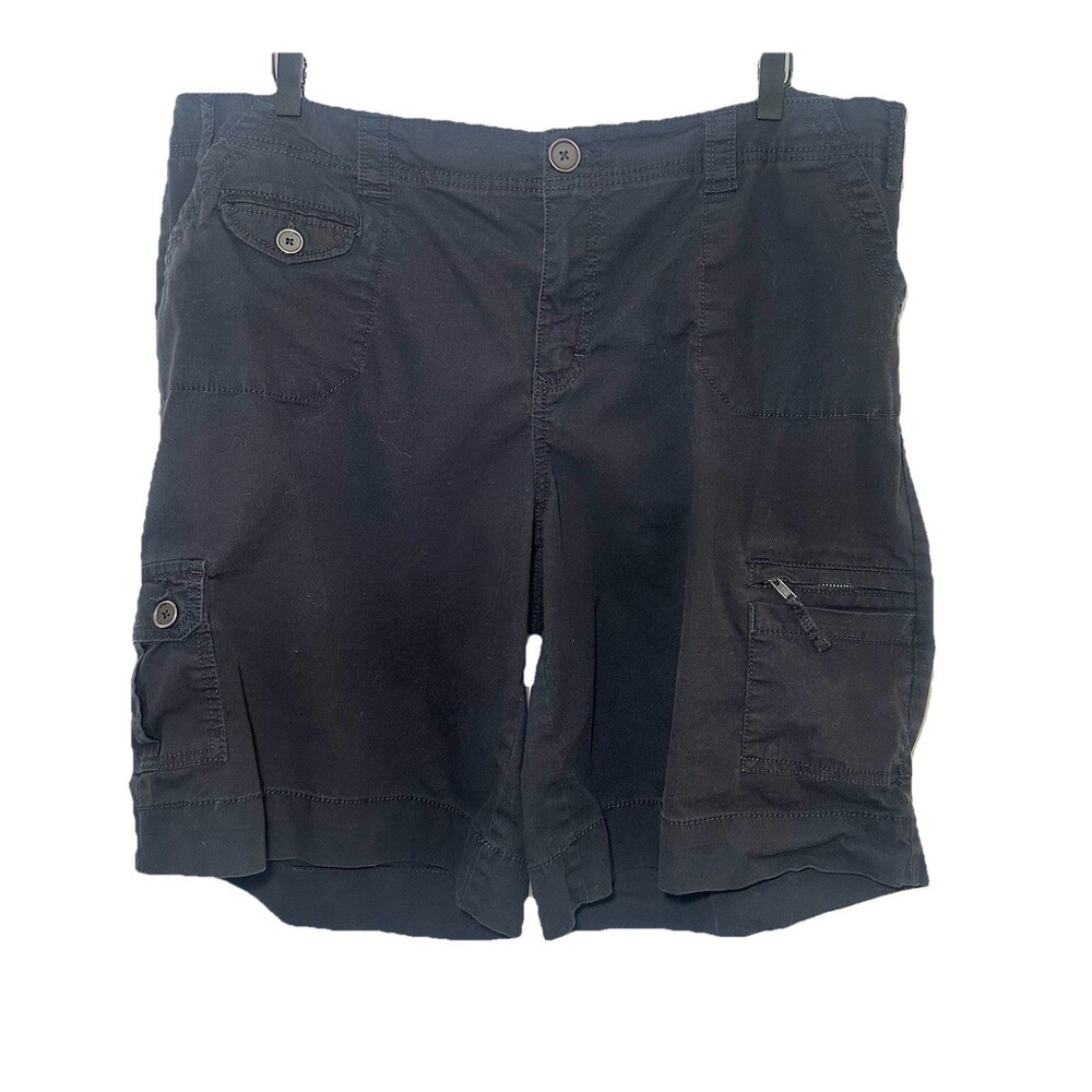 Women's Plus Size 20W Black Cargo Shorts Stretch Utility Hiking Casual Cotton